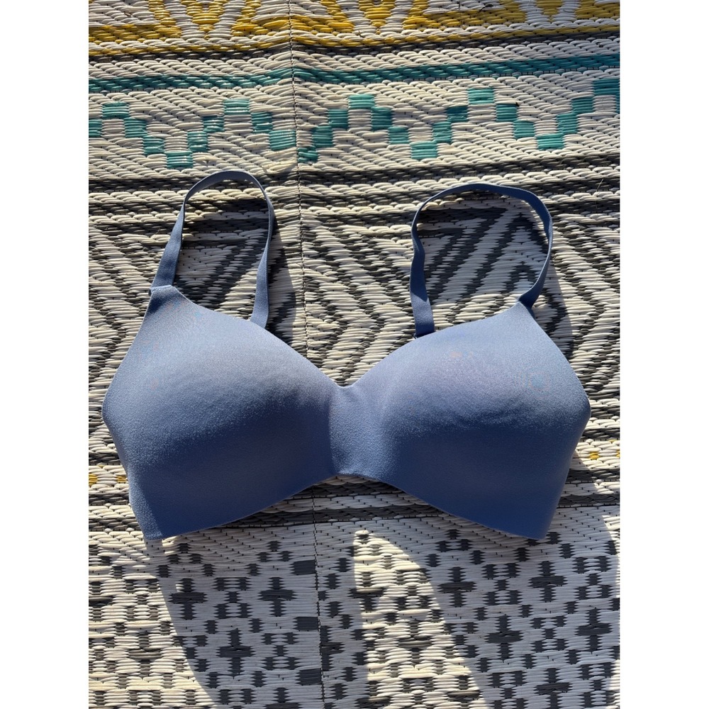Hanes Ultimate T-Shirt Bra Blue Periwinkle Wirefree Padded MHG565 Size Large